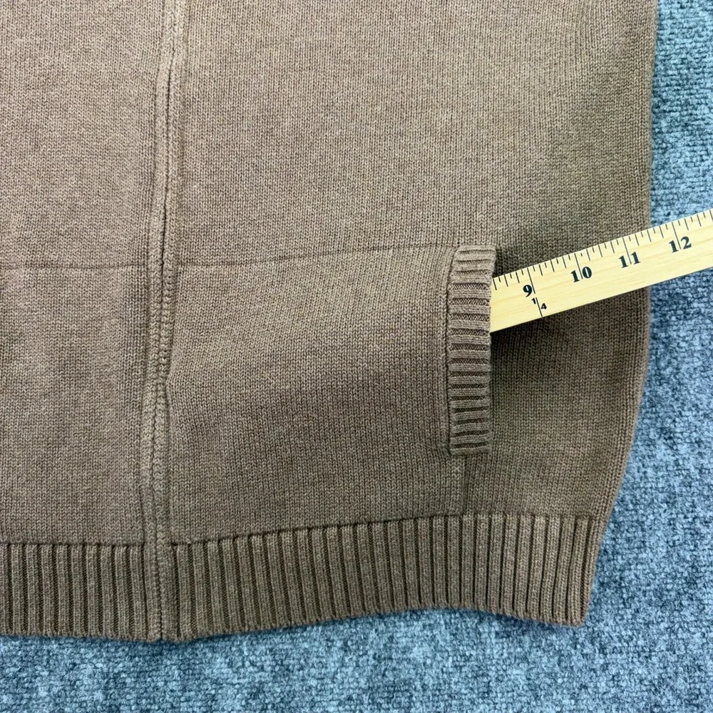 LL Bean Sweater Mens XL Reg Light Brown Cotton Knit Full Zip Mock Neck‎ Pockets